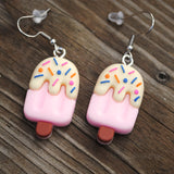 Frosted sprinkles strawberry pink popsicle earrings :)