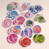 90 small painted planets paper stickers