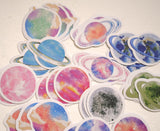 90 small painted planets paper stickers