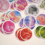 90 small painted planets paper stickers