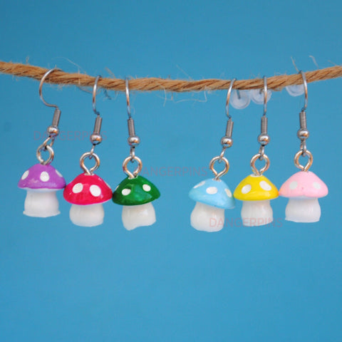 Micro Mushroom earrings - 3 pairs set