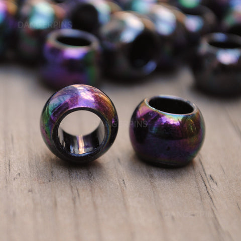 15 Black pearlescent resin hair beads