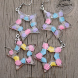 2 pairs of Pink & Violet blobby stars earrings