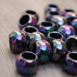 15 Black pearlescent resin hair beads