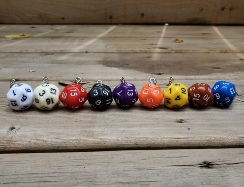 D16 Sided RPG dice earrings  - 20mm Clear Colors d20