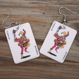 Large Joker in the Pack playing card earrings