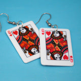 Large Queen of Hearts playing card earrings