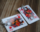 Large Queen of Hearts playing card earrings