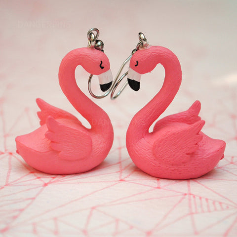 Large Pink Flamingo earrings