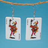 Large Joker in the Pack playing card earrings