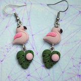 Flamingo leaf cascade earrings