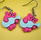 Totally shredding guitar bear earrings