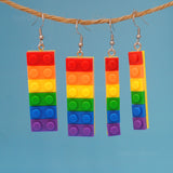 Rainbow Brick blocks earrings