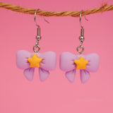 Purple Star Bow earrings