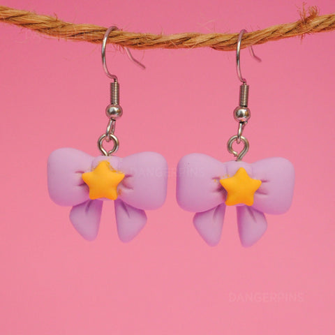 Purple Star Bow earrings