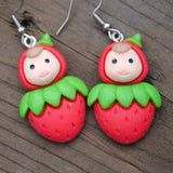 Large Red Strawberry girl earrings