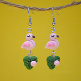 Flamingo leaf cascade earrings