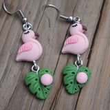 Flamingo leaf cascade earrings