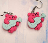 Totally shredding guitar bear earrings