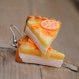 Large Orange cream tart cake earrings