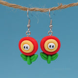 Red & Yellow flower people earrings