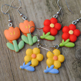 Silly little flowers earrings  - set of 3 pairs