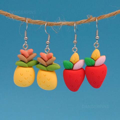 Minimal fruit set of 2 earrings