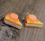 Large Orange cream tart cake earrings