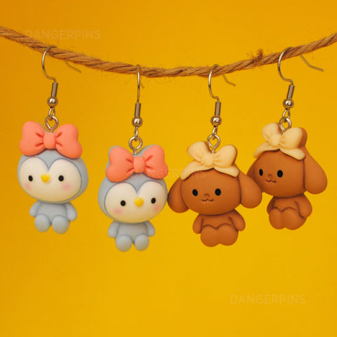 Cute hair bow animals earrings