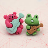 Guitar shredding Frog & Bear resin pin set