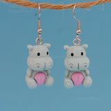 Stitchy hippopotamus earrings