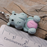 Stitchy hippopotamus earrings