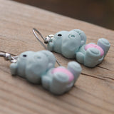 Stitchy hippopotamus earrings