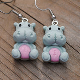 Stitchy hippopotamus earrings