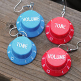 Strat style guitar tone & volume knob earrings