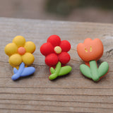 Silly little flowers 3 resin pin set