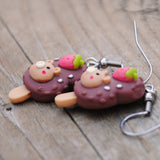 Bear strawberry Chocolate crunch popsicle earrings