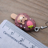 Bear strawberry Chocolate crunch popsicle earrings