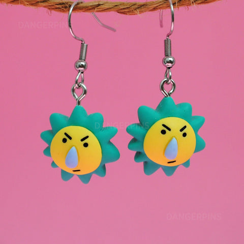 Grumpy Green suns earrings