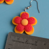 Red & Orange layered flowers earrings