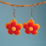 Red & Orange layered flowers earrings