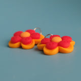 Red & Orange layered flowers earrings