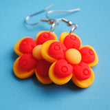 Red & Orange layered flowers earrings