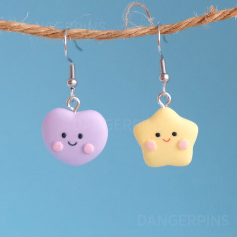 Purple & Yellow Star Hearts earrings