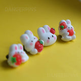 Strawberry Bunnies resin pin set of 4