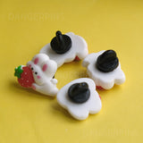 Strawberry Bunnies resin pin set of 4