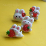 Strawberry Bunnies resin pin set of 4