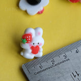 Strawberry Bunnies resin pin set of 4