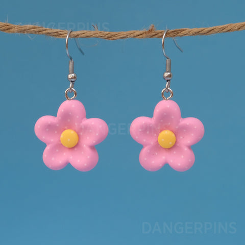 Pretty Pink Polka petals earrings