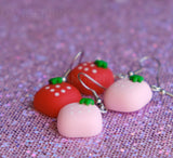 2 pairs of Strawberry angles earrings - Red & Pink